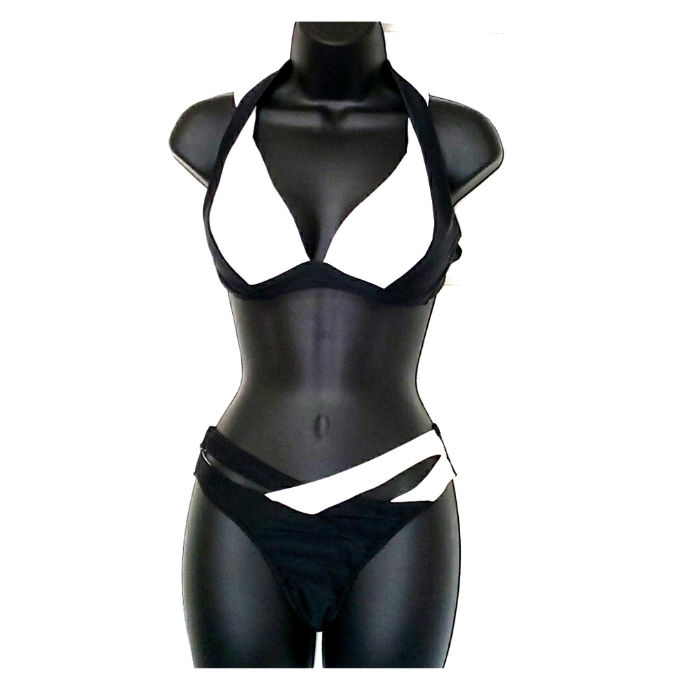 Black/White two piece bathing suit.